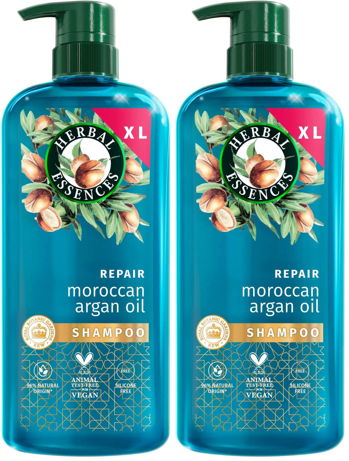 Herbal Essences Repair Moroccan Argan Oil Shampoo 650ml for Damaged Hair. Intense Nourishment for Softer, Smoother Hair. With Pure Argan Oil. Silicone-Free, Vegan and Cruelty Free