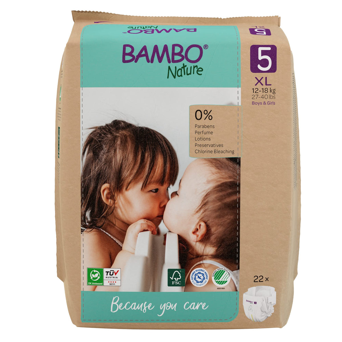 Bambo Nature Premium Eco Nappies, Premature Size 0 (2-7lb/1-3kg), XXS, Pack of 24, Eco-Labelled Nappies, Enhanced Leakage Protection, Secure and Comfortable Baby Nappy