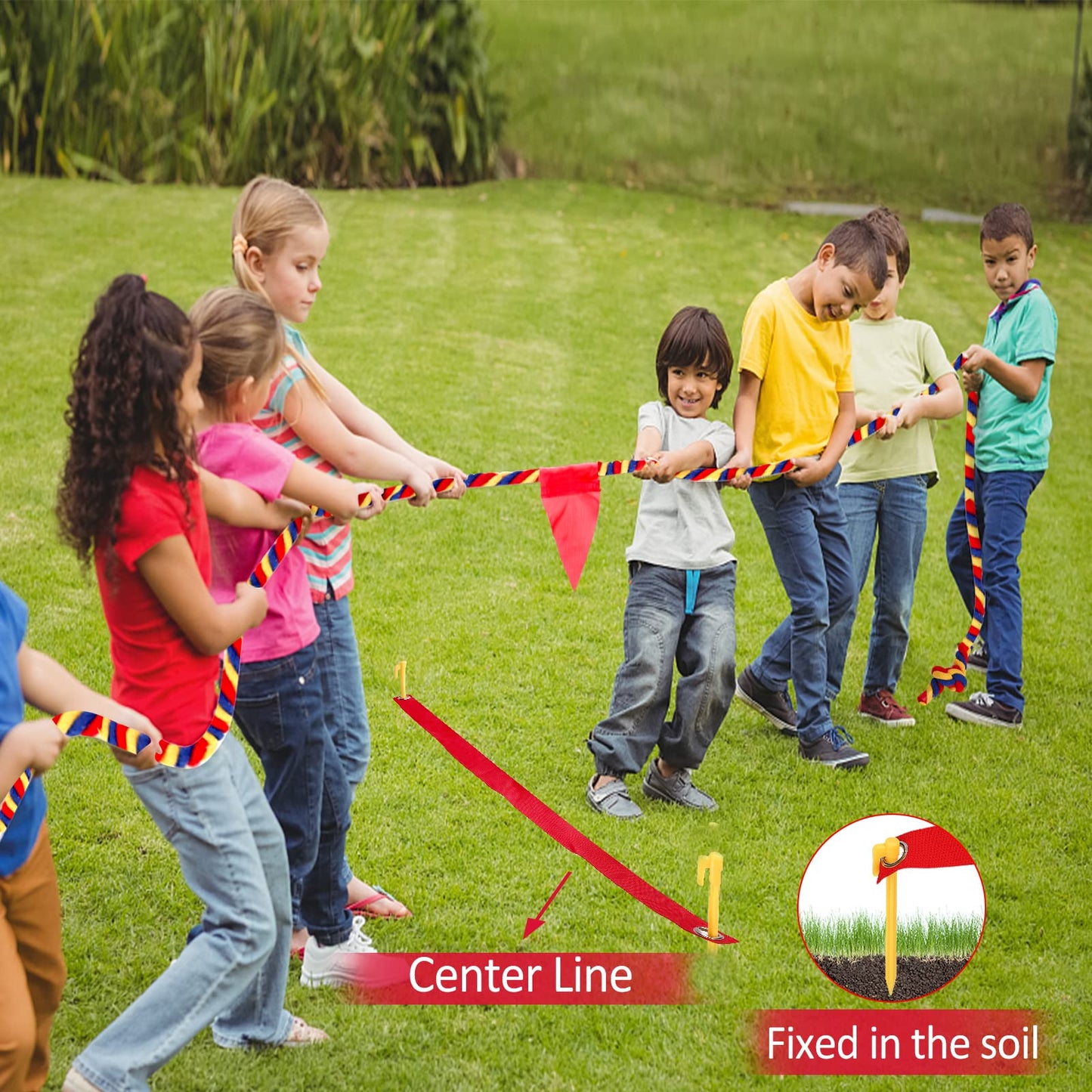 Tug of War Rope 20FT for Kids and Adults, Outdoor Field Day Lawn Yard Family Reunion Birthday Party Games, Outside Backyard Camping Picnic Game,Carnival Games Fun for Team Building Activities