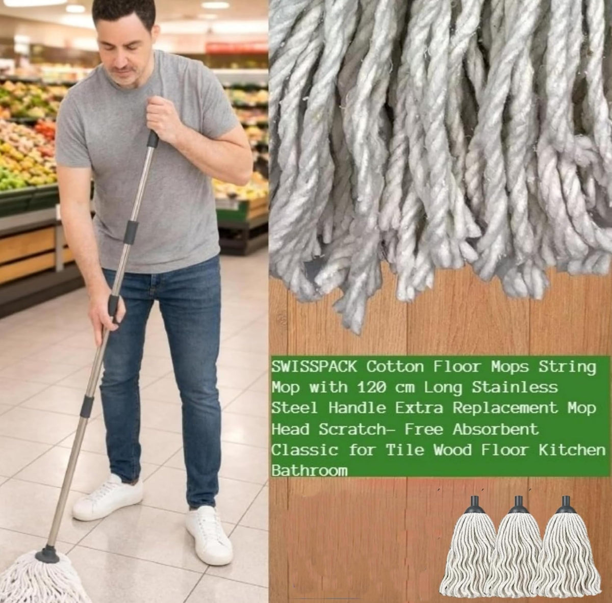 MOP AND BUCKET (3 HEADS ONLY)