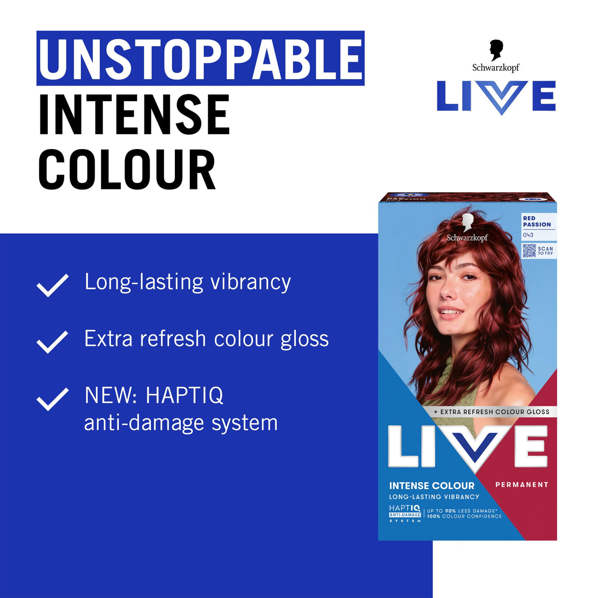 Schwarzkopf LIVE Intense Colour Hair Dye, 099 Deep Black
