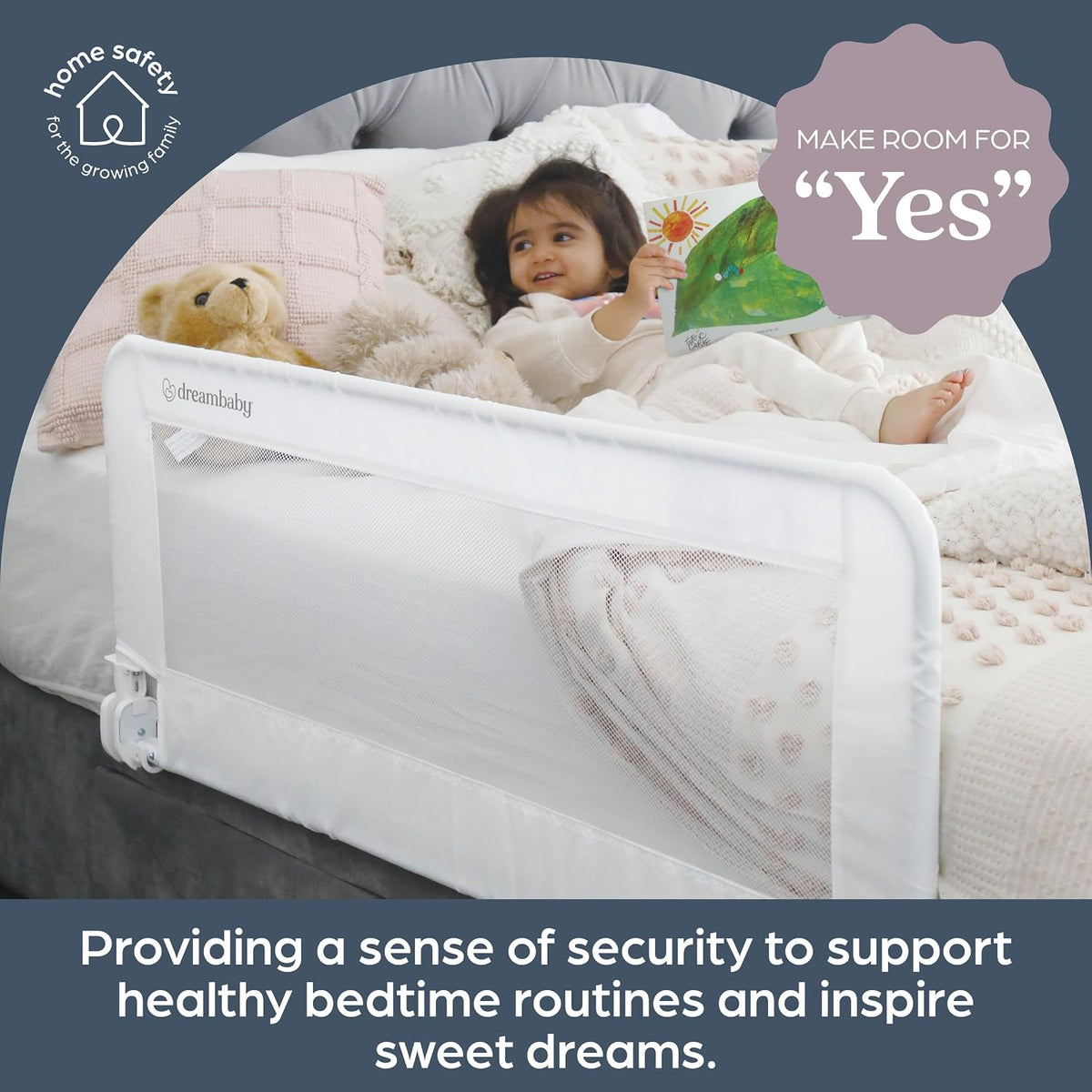 Dreambaby Phoenix Toddler Bed Guard - Foldable & Travel Safety Rail - Suitable for Single, Double and King Size Mattress - Measures 110cm Wide x 45.5cm Tall