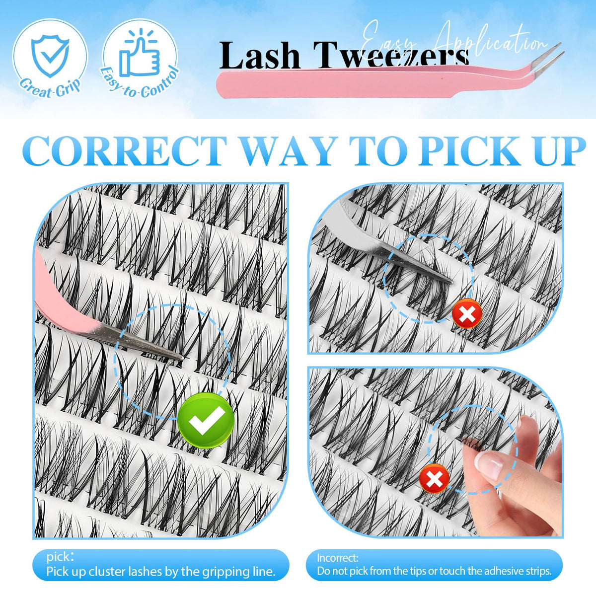 Sixstarhair Individual Eyelashes Kit Lash Clusters with Glue and Remover