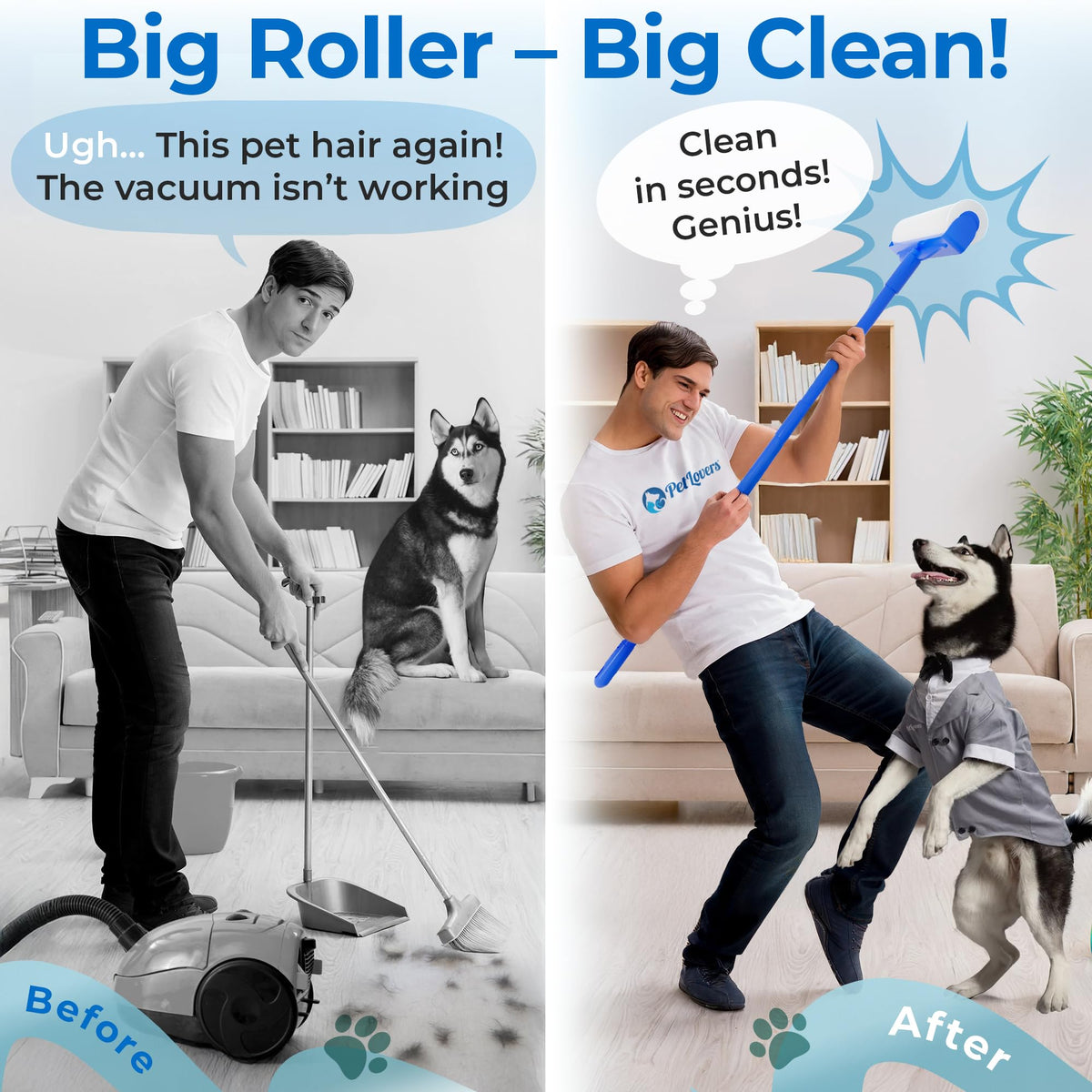 PetLovers Extra Sticky Lint Roller Mega Value Set 450 Sheets for Pet Hair Removal Dog and Cat Lint Remover 5 Pack