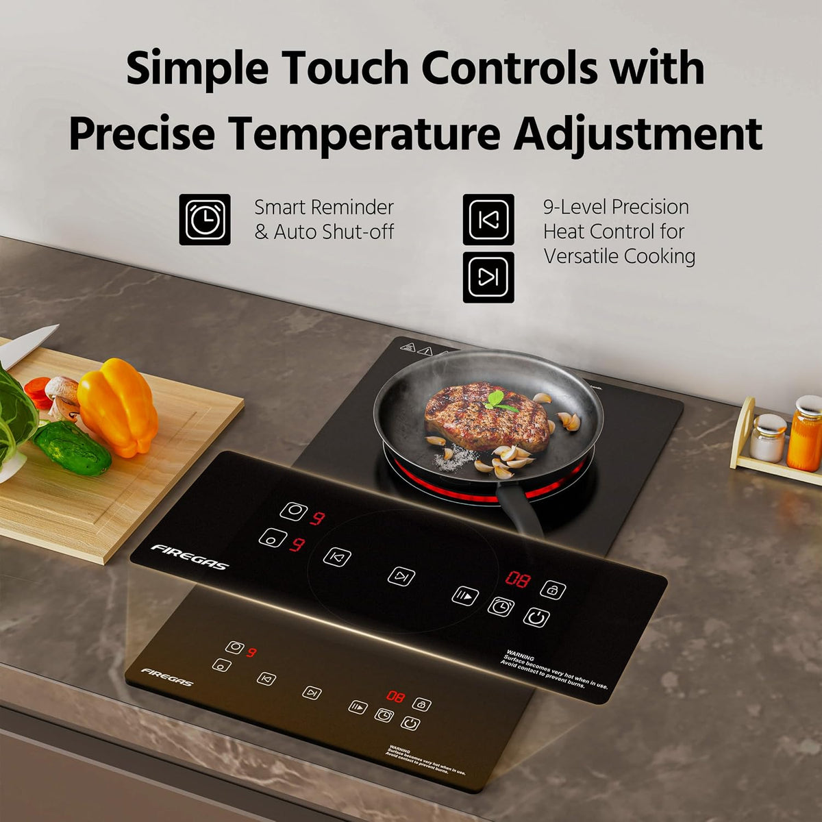 FIREGAS 2 Burner Ceramic Hob,Electric Hob with UK Plug,Built-in & Tabletop