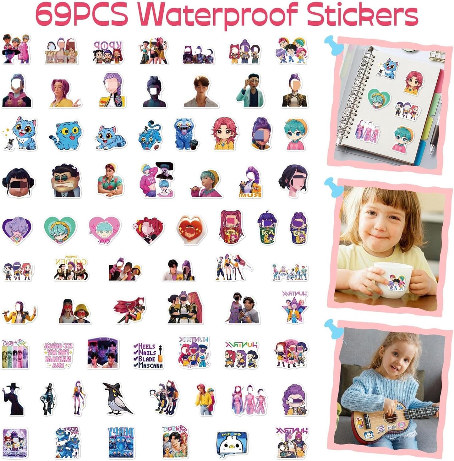 103PCS Kpop Party Bag Fillers, Demon Party Bags Favours Set with Keychains Slap Band Stickers Gift Bags, Birthday Party Supplies Decorations for Boys Girls Fans