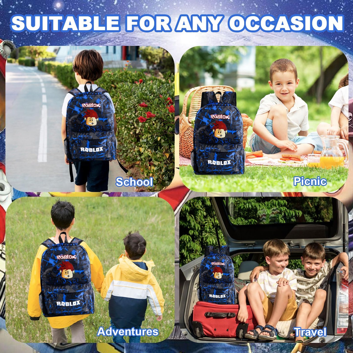 yumcute De-mn Backpack Kids, Teen Game School Bags, Children Primary Schoolbag, Children's School Backpack, 17 Inch Large Capacity Travel Rucksack Waterproof Boys Girls Book Bags for Aged 3-12 Years