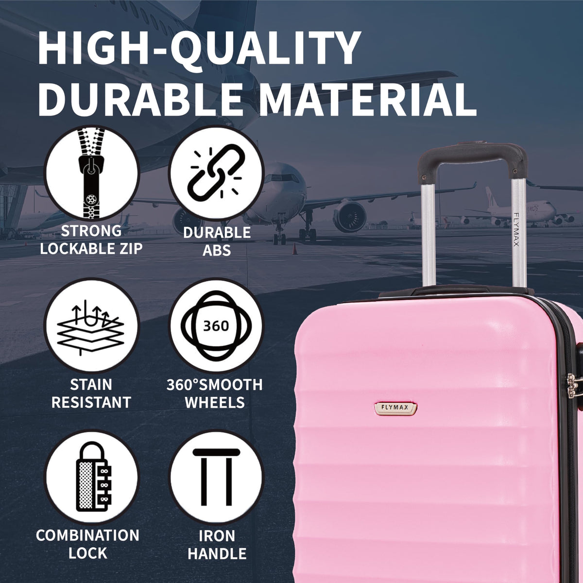 FLYMAX 55x40x20 Ryanair Cabin Bag Hand Luggage Lightweight Suitcase Approved Carry on Luggage Case 2.5KG 40L Royal