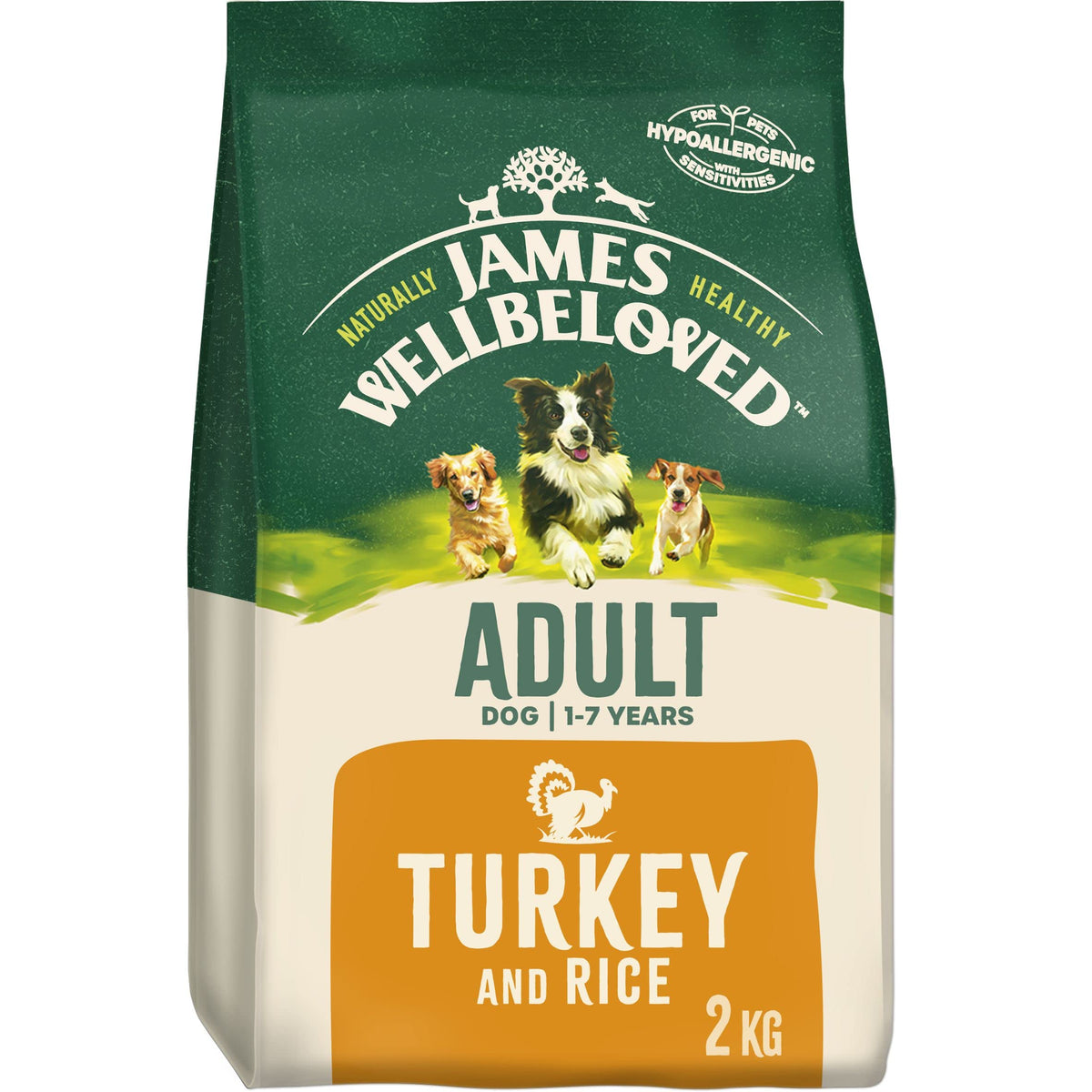 James Wellbeloved Dog Adult Hypoallergenic Dry Food Turkey and Rice 2 kg