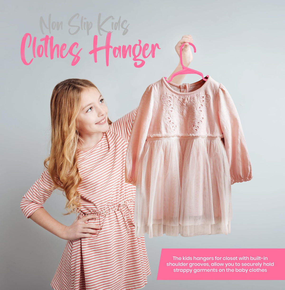 Utopia Home 20pcs Kids Hangers - 28cm Plastic Baby Hangers for Closet - Kids Hanger for Clothes and Baby Hanger for Closet - for Daily Standard Use (Grey)