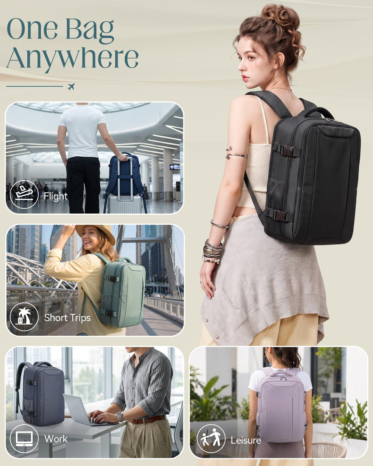 Lossga for Ryanair Cabin Bags 40x30x20,Cabin Bag Travel Backpack