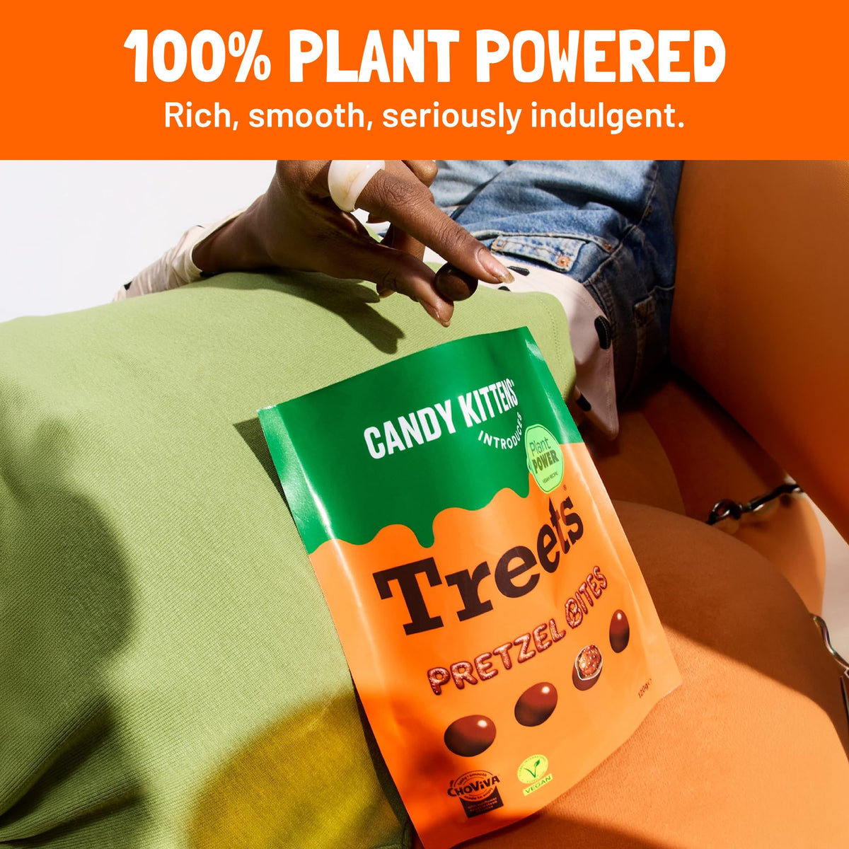 Candy Kittens Treets Rice Crispy Vegan Chocolate Snack, 120g, 1 Pack