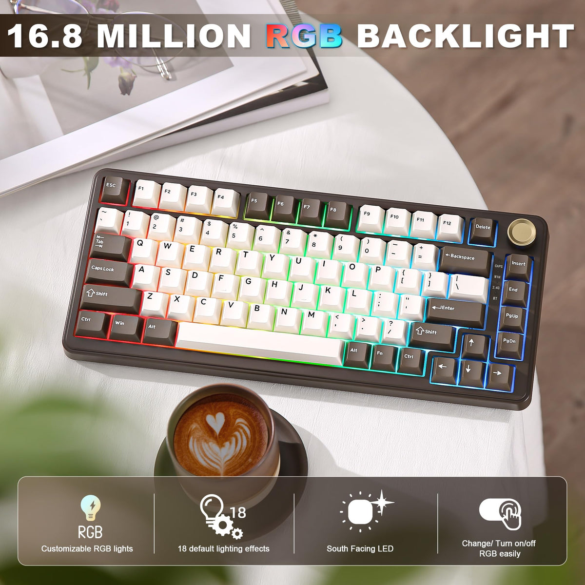 YUNZII B75 PRO 75% Wireless Mechanical Keyboard (Black Heart,Cocoa Switch)