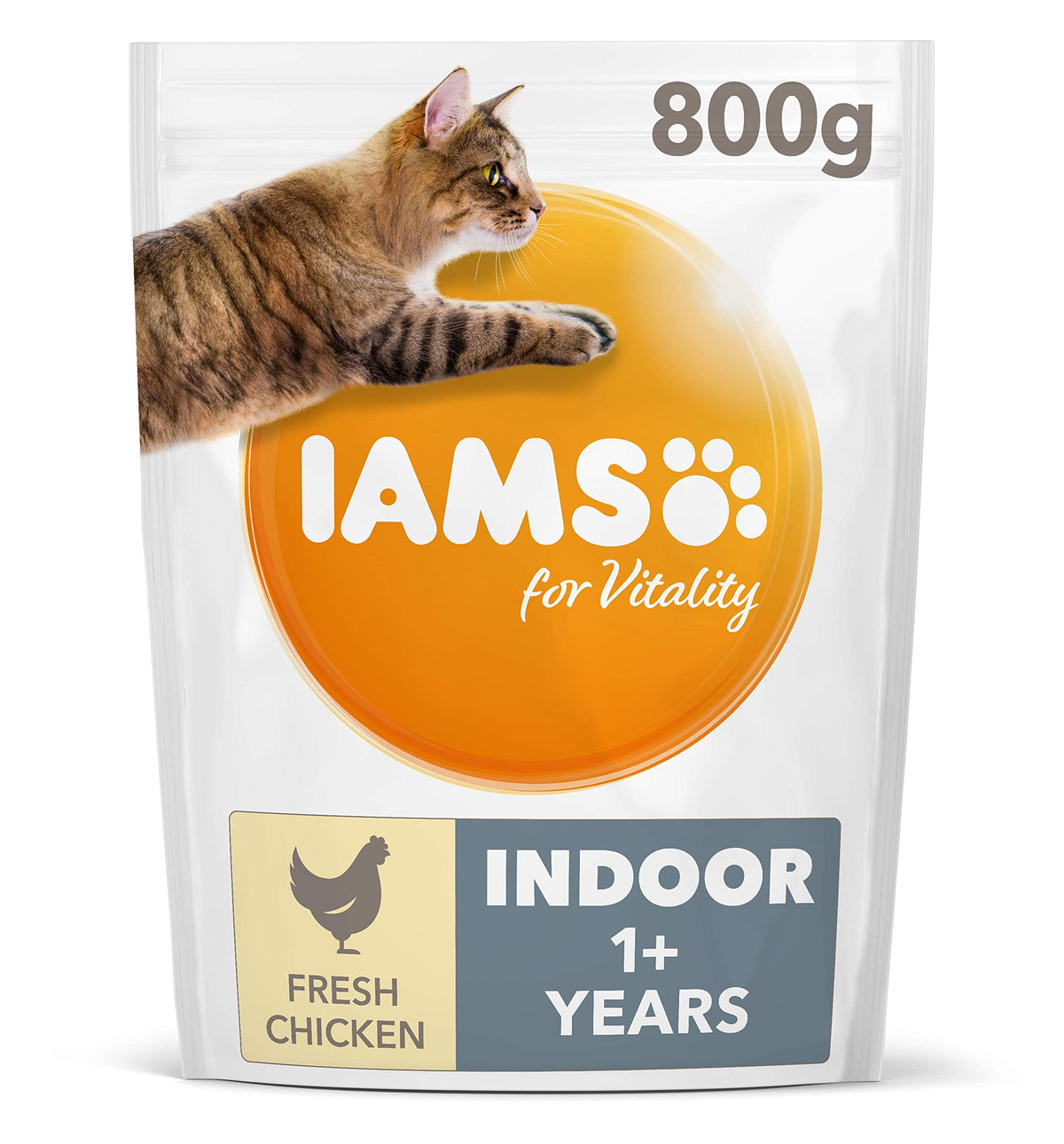 IAMS Indoor Complete Dry Cat Food Chicken 3kg - Litter Odour Control, Hairballs & Weight Management