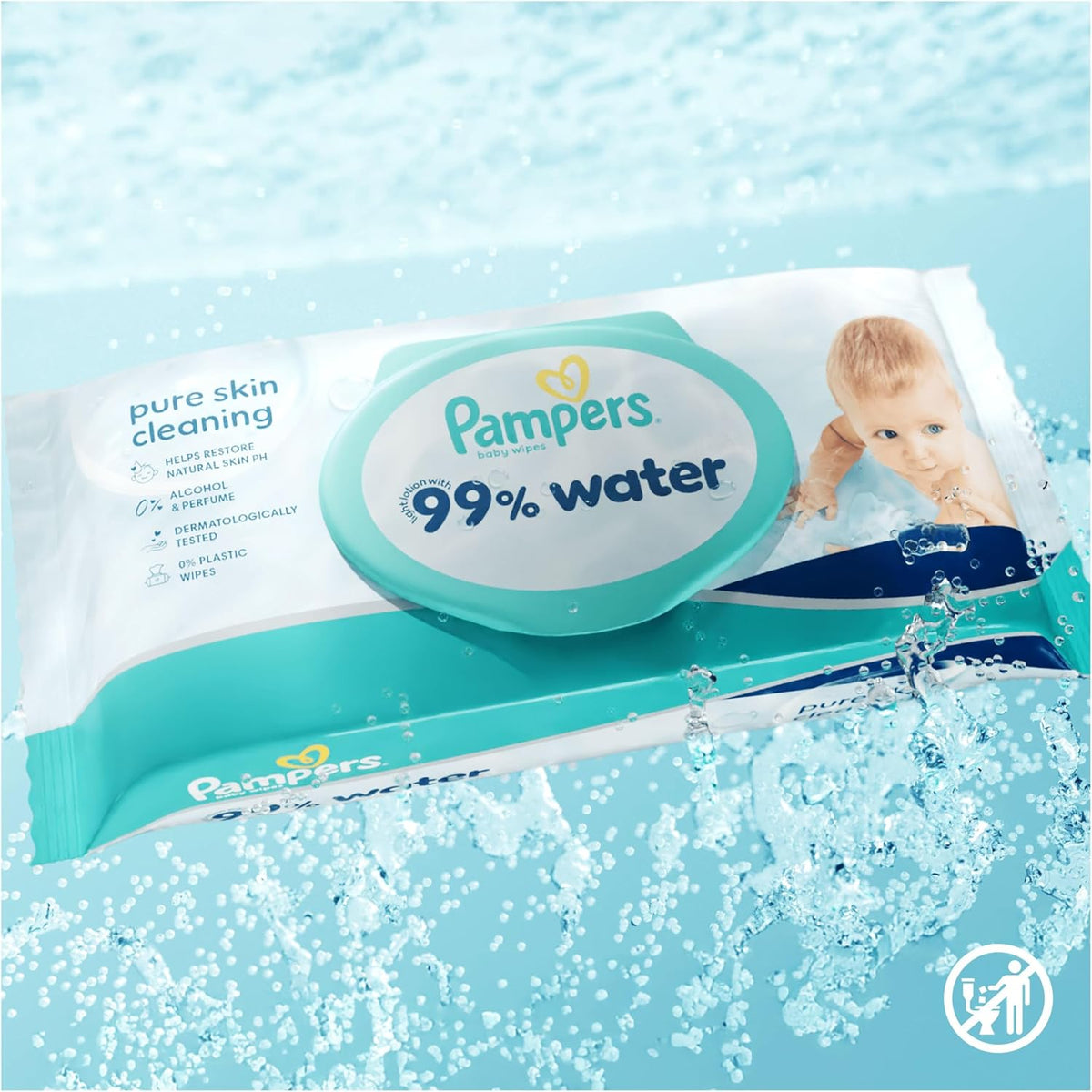 Pampers 99% Water Baby Wipes, 720 Count