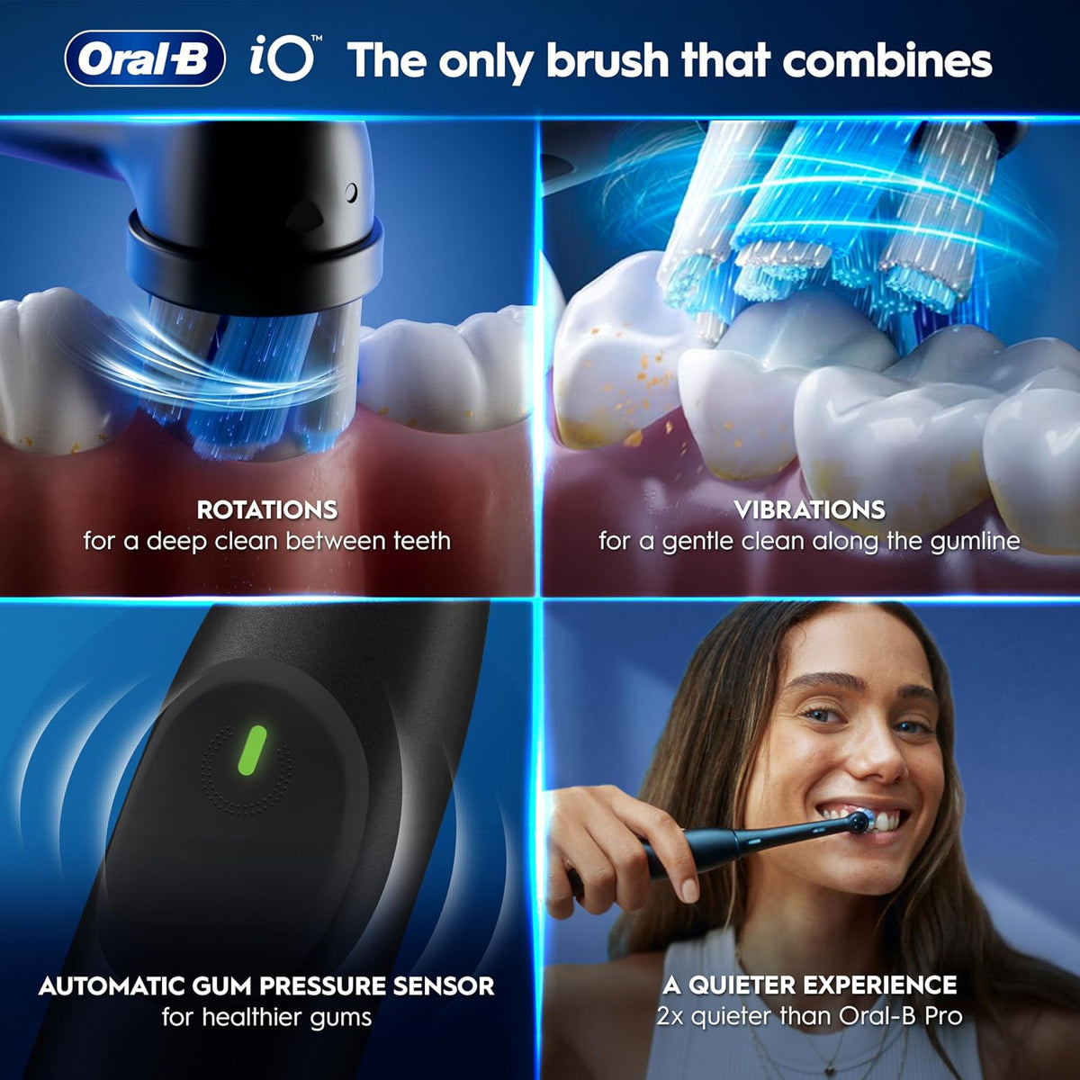 Oral-B iO2 Electric Toothbrush for Adults, Night Black, with Travel Case