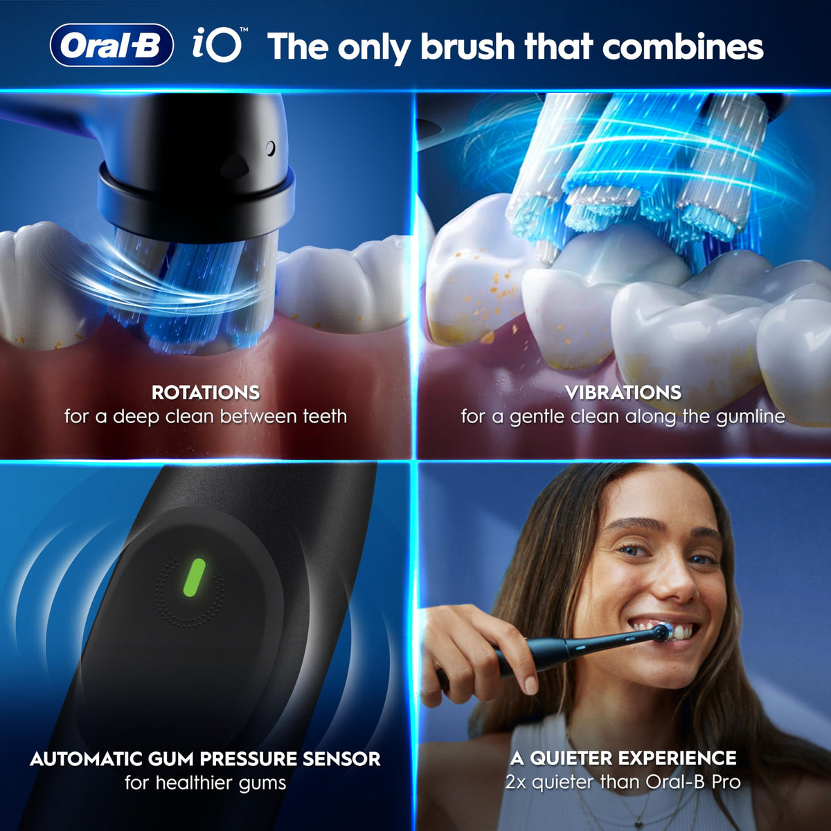 Oral-B iO2 Electric Toothbrush for Adults, Night Black, with Travel Case