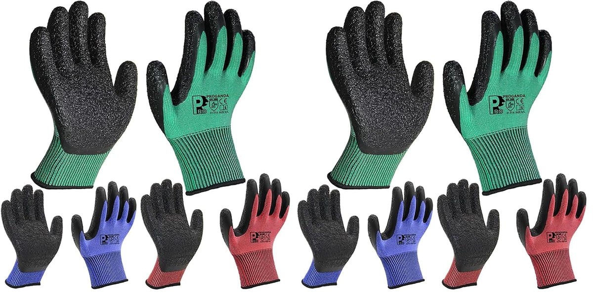 3 Pairs Gardening Gloves Ultra-Grip Work Gloves Non-Slip Latex Coated Colourful Verstile for House Car Cleaning Fishing Outdoor