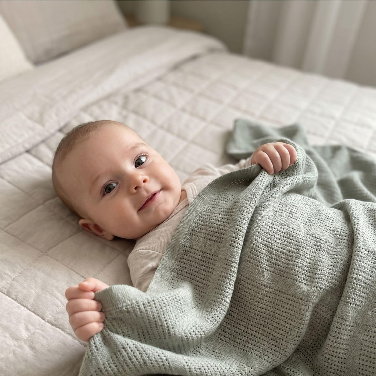 Bloomsbury Mill - Cellular Blankets Baby - 100% Organic Cotton - 2 Pack - Cloud - White - Newborn Essentials - Soft Breathable Baby Blankets for Pram, Cot, Moses Basket - 75x95cm