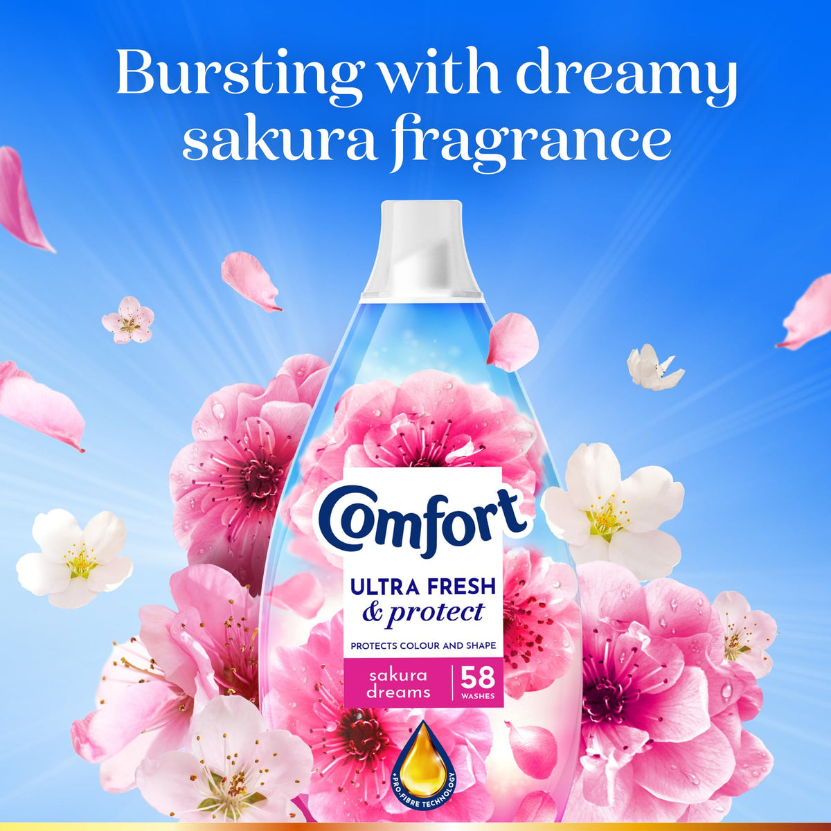 Comfort Pure Dreams Cashmere Soft Fabric Conditioner Dermatologist-Recommended Gentle Next to Sensitive Skin 48 washes(1.44 L) - Case pack of 6