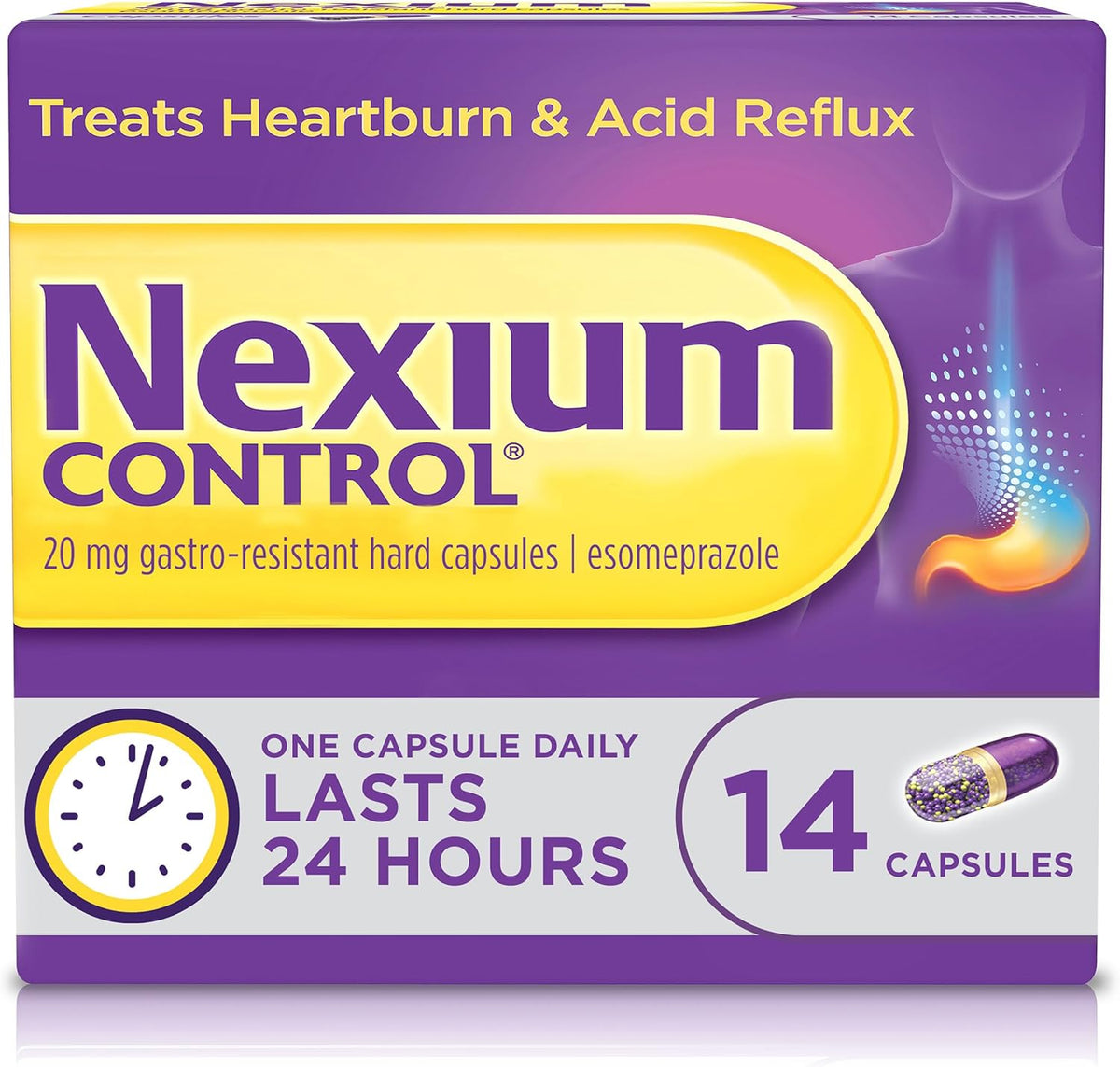 Nexium Control Heartburn Capsules, Esomeprazole 20 mg, 14 Count