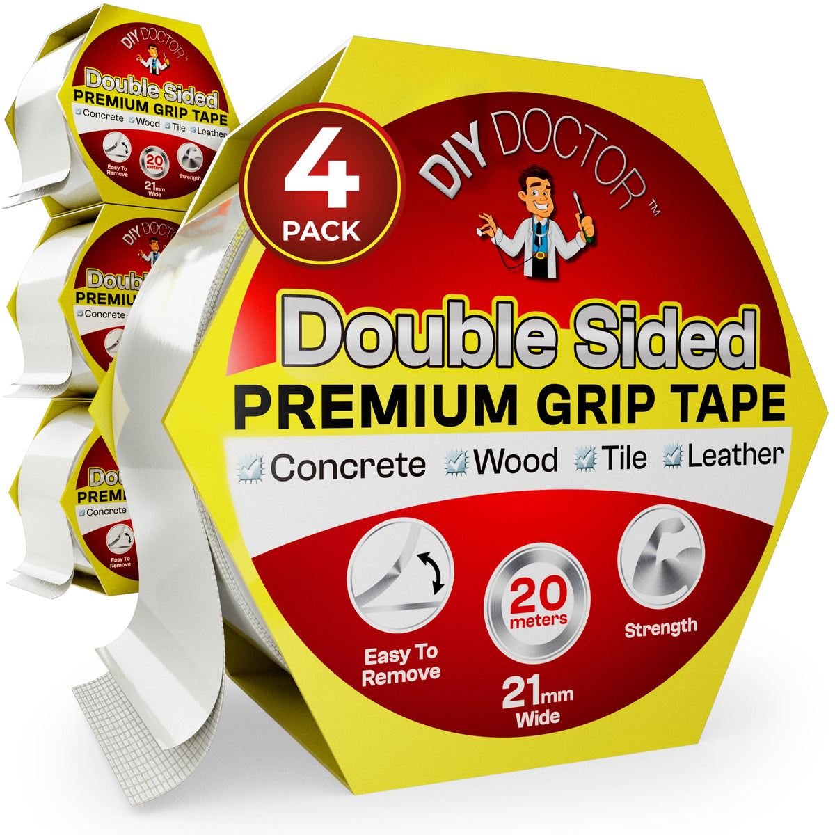 DIY Doctor Double Sided Carpet Tape, Heavy Duty, 20m x 21mm, 1 Pack