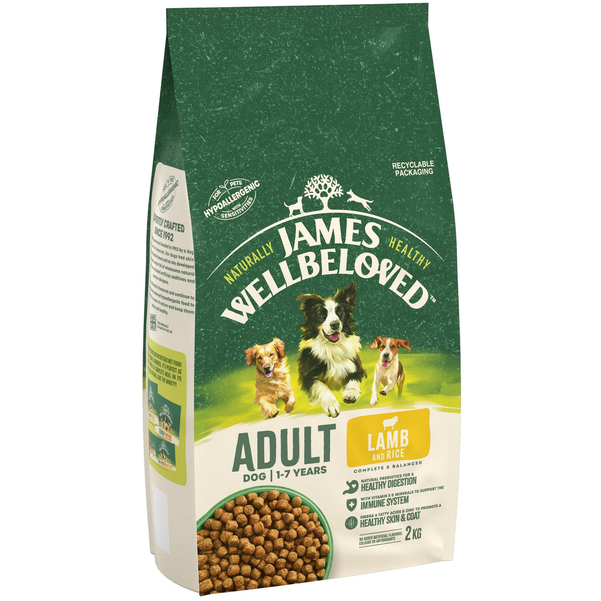 James Wellbeloved Dog Adult Hypoallergenic Dry Food Turkey and Rice 2 kg