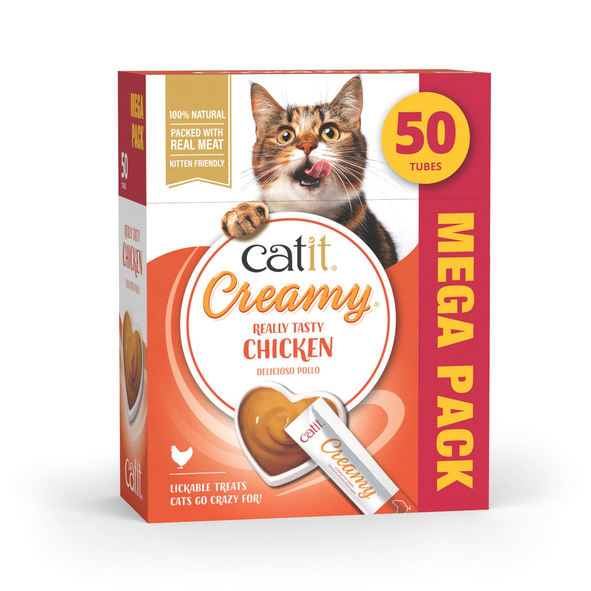 Catit Creamy Salmon & Prawn Lickable Cat Treats for Cats & Kittens 15x10g