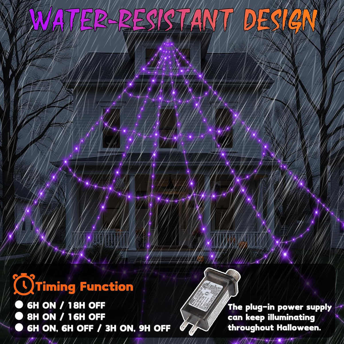Halloween Decorations Outdoor Spider Web Lights with Giant Cobwebs