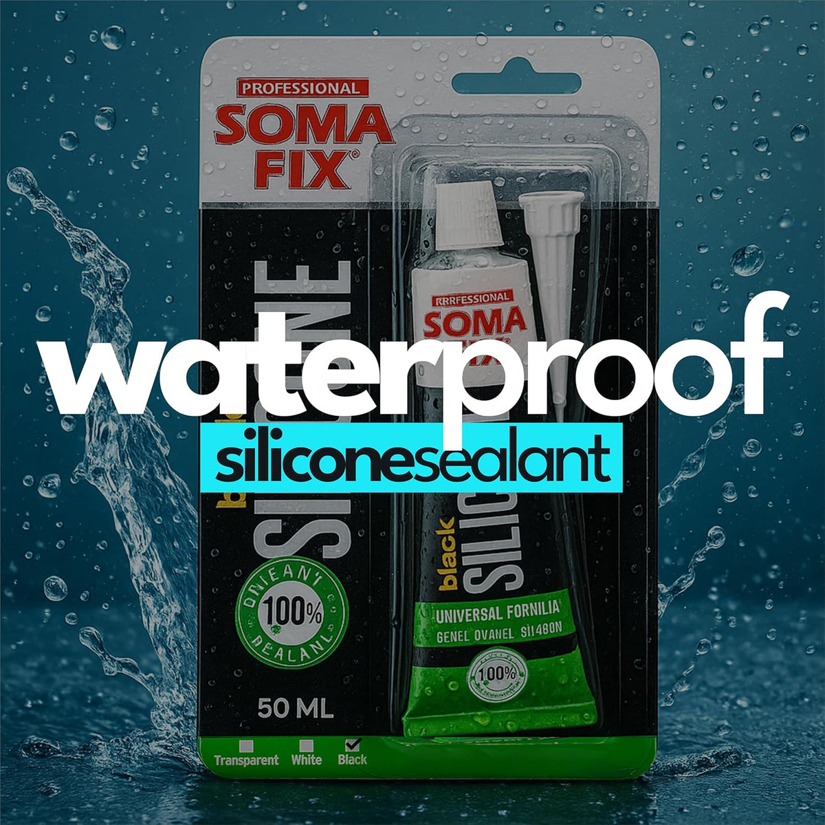 Black Silicone Sealant (No Gun Required) Flexible & Waterproof Sealant
