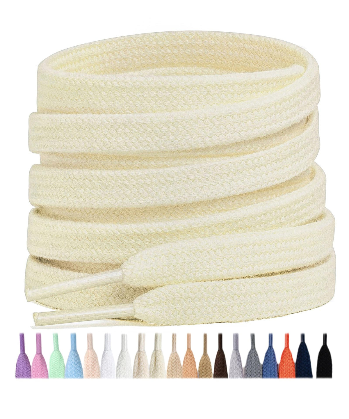 Stepace 2 Pairs Cotton Flat Shoe Laces 8mm Wide Shoelaces for Sneaker
