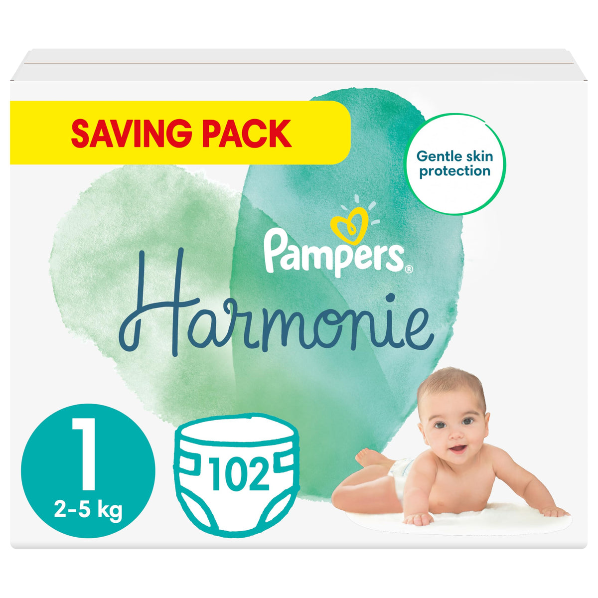 Pampers Baby Nappies Size 2 (4-8 kg / 9-18 lbs), Harmonie, 132 Count, Saving Pack, Baby Essentials for Newborn