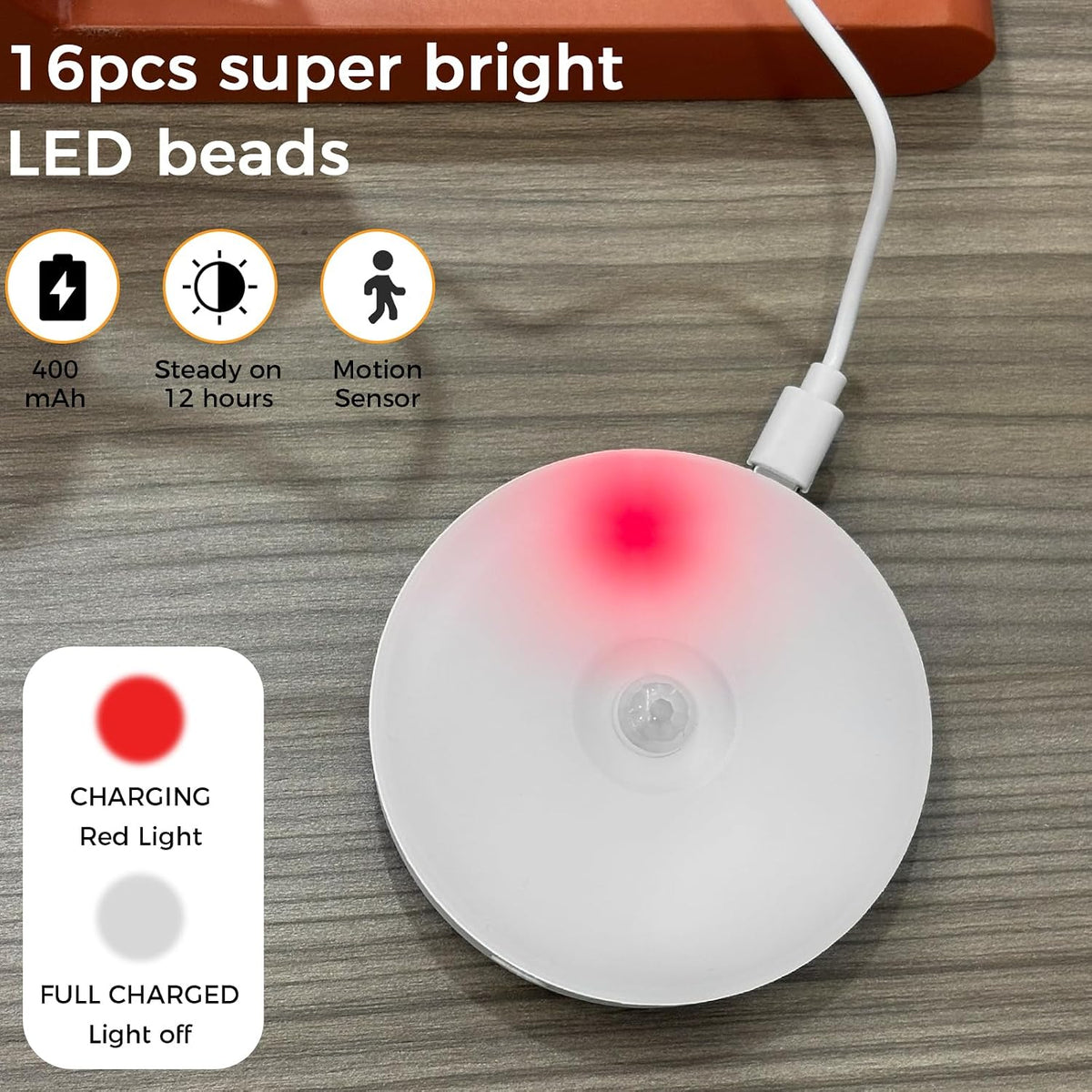 Jsdoin Motion Sensor Lights Indoor, Pack of 6 Wireless LED Rechargeable Magnetic Wall Sconces, USB Rechargeable, Staircase, Hallway, Kitchen, Under Cabinet Suction Cup Lights Warm and White