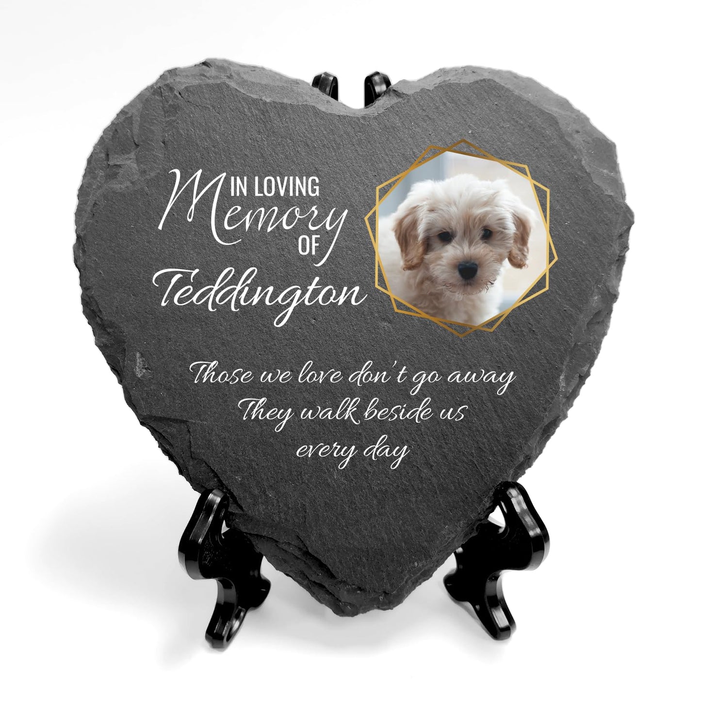 You Personalise Personalised UV Printed Photo Memorial Slate- Custom Message & Photo- Heart Slate, Optional Display Stand- Outdoor & Indoor Use- 100 x 100 mm