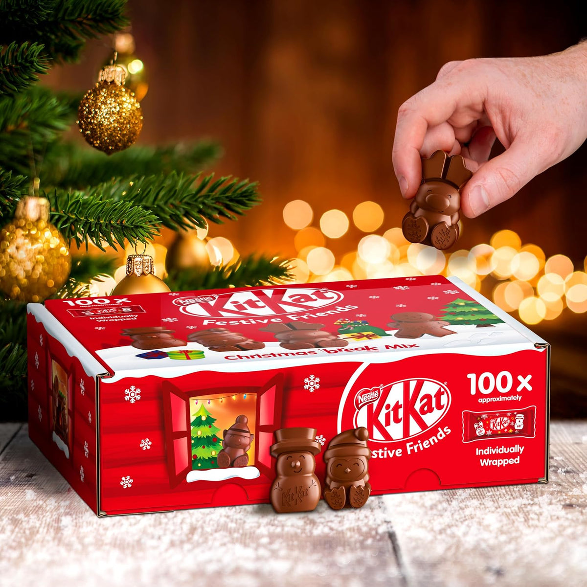 KitKat Christmas Friends Chocolate Figures Bulk Box, 100 Pieces, 820g
