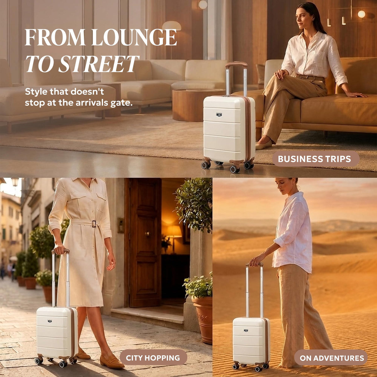 LUGG Jetset 40cm Suitcase 40x30x20cm, Ryanair Compatible Underseat Size, Hard Shell ABS, Spinner with Removable Wheels, Lightweight Travel Luggage, 1 Year Warranty