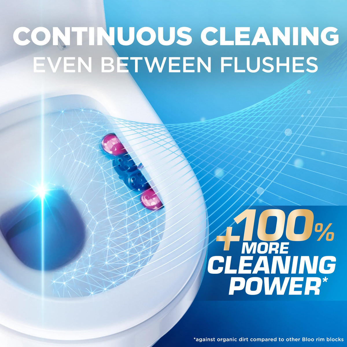 Bloo Self Active Single Toilet Rim Block and Bowl Cleaner with Flower. Hanging Toilet Bowl Cleaner Rim Block with 100% More Cleaning Power.