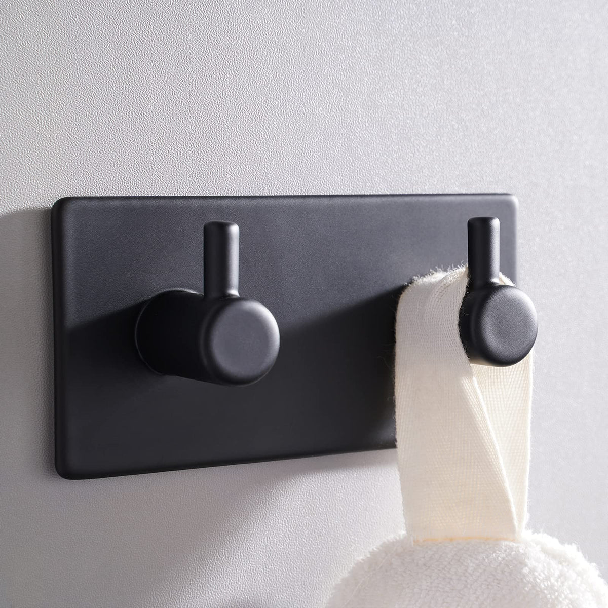 Aikzik 6 Pack Self Adhesive Hooks, Stainless Steel Sticky Hook Heavy Duty, Over 8kg Load - Hooks for Hanging for Towel, Coat, Key, Stick on Bathroom, Kitchen, Door and Wall, Black