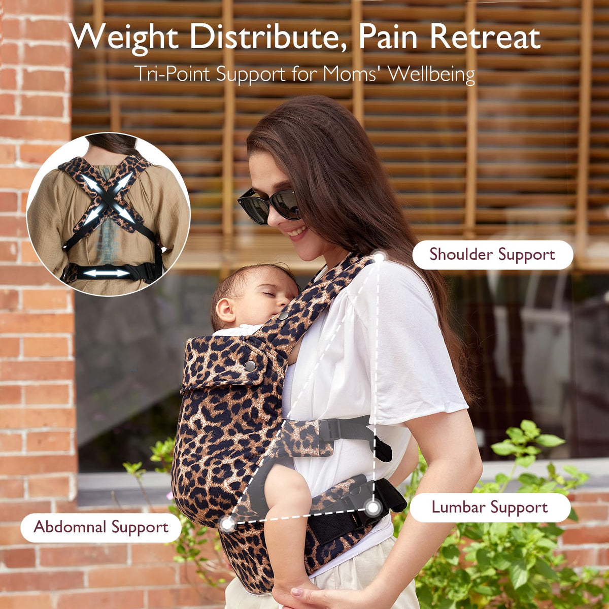 Momcozy Baby Carrier for 3-24M/3.2-20kg, Waist 64-127cm, Cotton Khaki