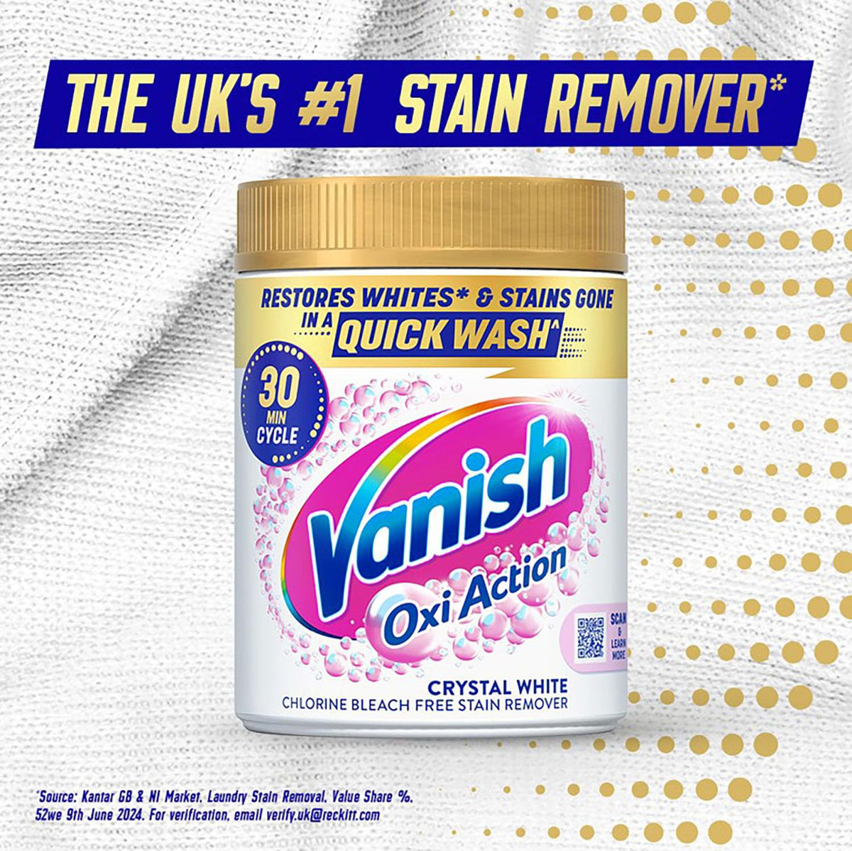 Vanish Stain Remover, Gold Oxi Action Powder, 470g, Restores Whites and Protects Laundry from Greying, Removes Stains, Odours Laundry Detergent Leave Behind, Bleach Free