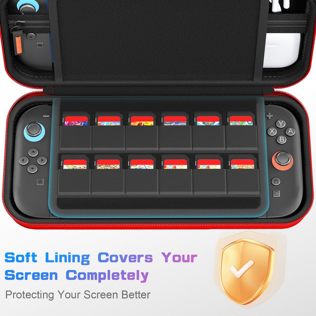 daydayup Switch 2 Carry Case Compatible with Nintendo Switch 2, with 24 Games Cartridges Protective Hard Shell Travel Carrying Case Pouch for Switch 2 Console & Accessories,Black