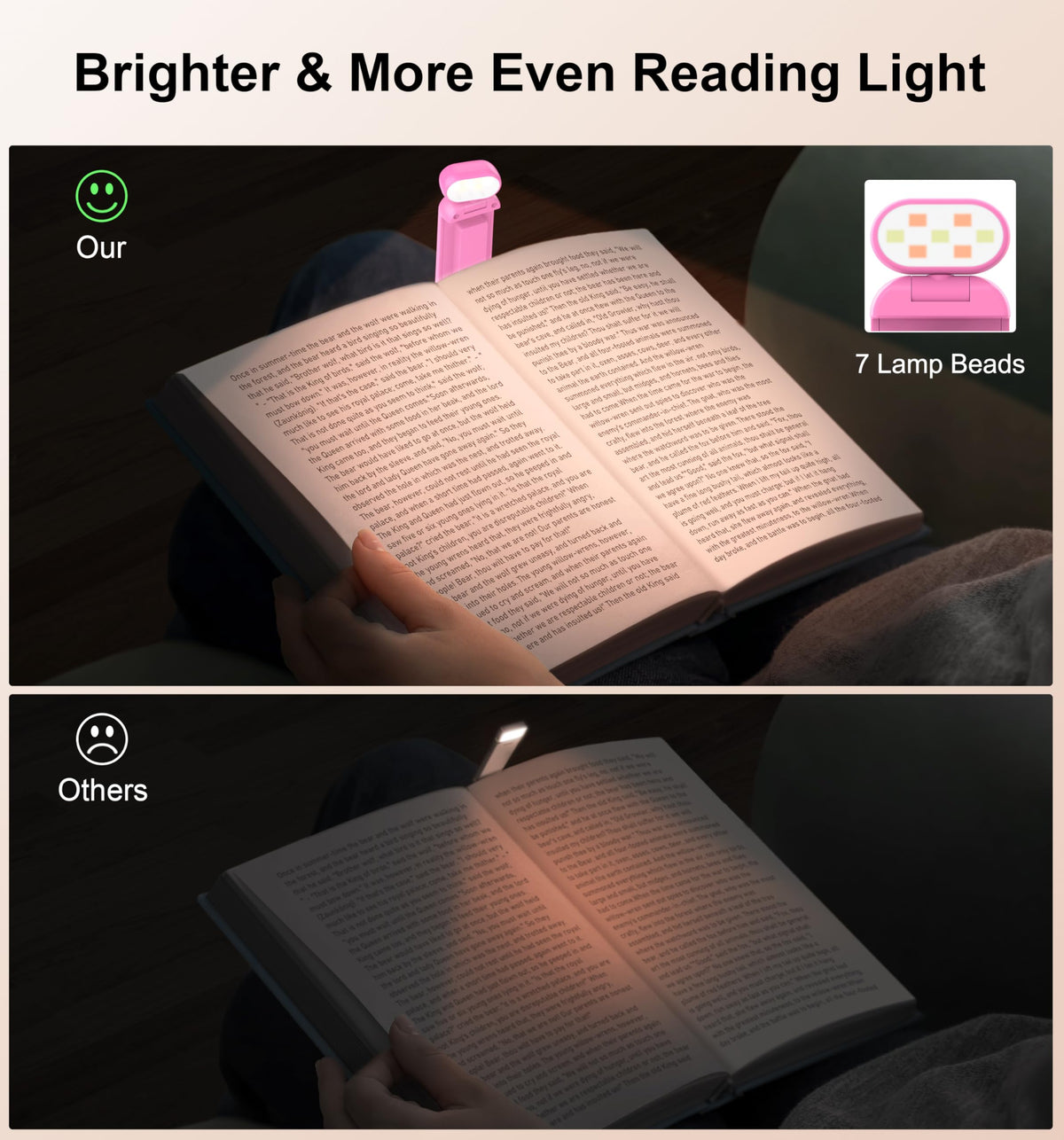 Gritin Book Light Rechargeable, Reading Light Lamp Clip on Books
