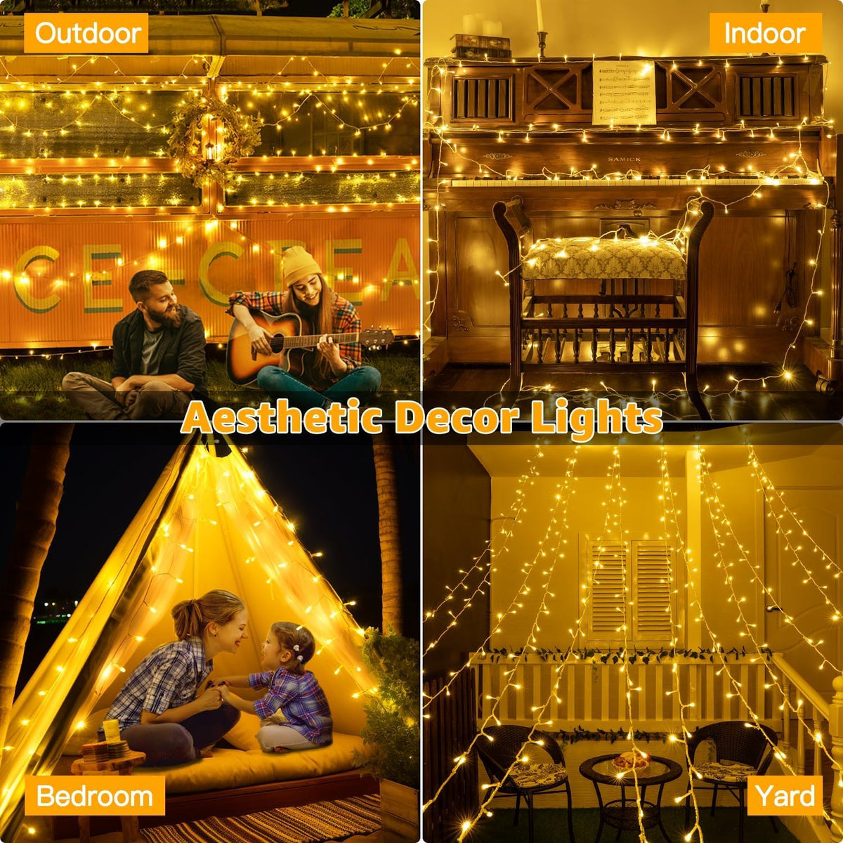 Ollny Fairy Lights Battery Operated, 10m 100 LEDs Bright Battery Powered String Lights, Cool White Outside Christmas Lights Waterproof with 8 Modes/Timer for Indoor Outdoor Bedroom Garden Decorations