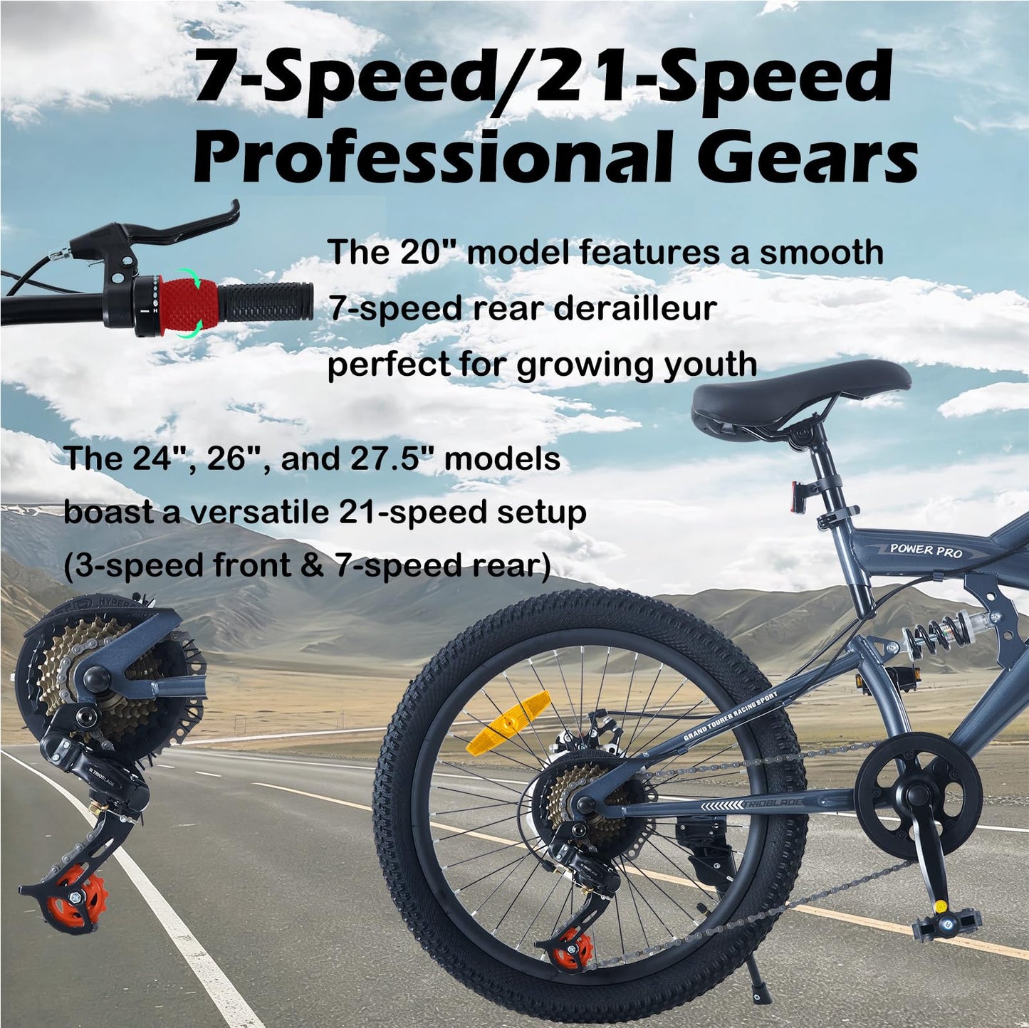 TRIOBLADE Full Suspension Mountain Bike — 2.35" Fat Tyres, Disc Brakes | 20"/24"/26"/27.5"