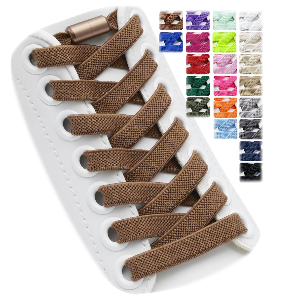 2 Pairs Elastic Shoe Laces for Trainers, 8mm Shoelace