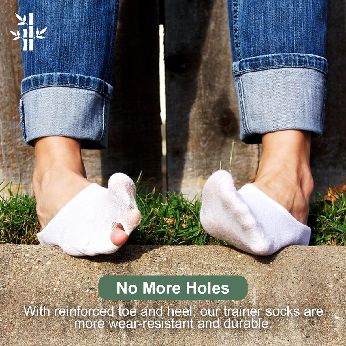 Niofind Bamboo Trainer Socks for Womens & Mens, 6 Pairs, Non Slip No Show