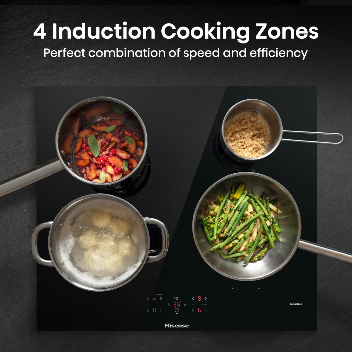 Hisense E6432C Built-in 60cm Electric Ceramic Hob with Child Lock, Touch control, Timer Function - Black 7200W, 20 x 24 x 2 inches (L x W x H)