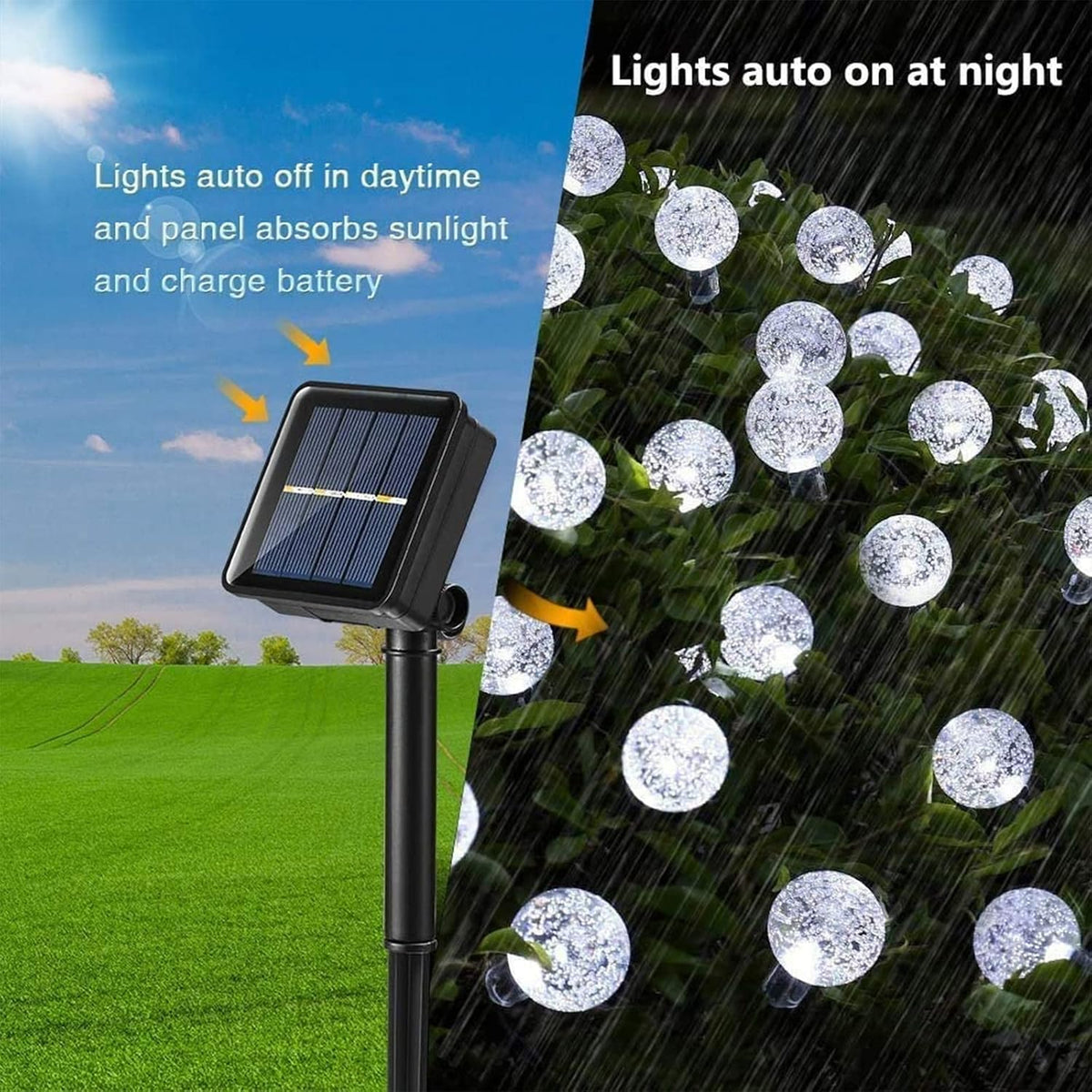 Moxled Solar Garden Lights Outdoor, 36ft 60 LED String Waterproof, Powered Crystal Ball Indoor/Outdoor Fairy Decorative for Garden, Patio, Yard, Festival, Parties (Purple)