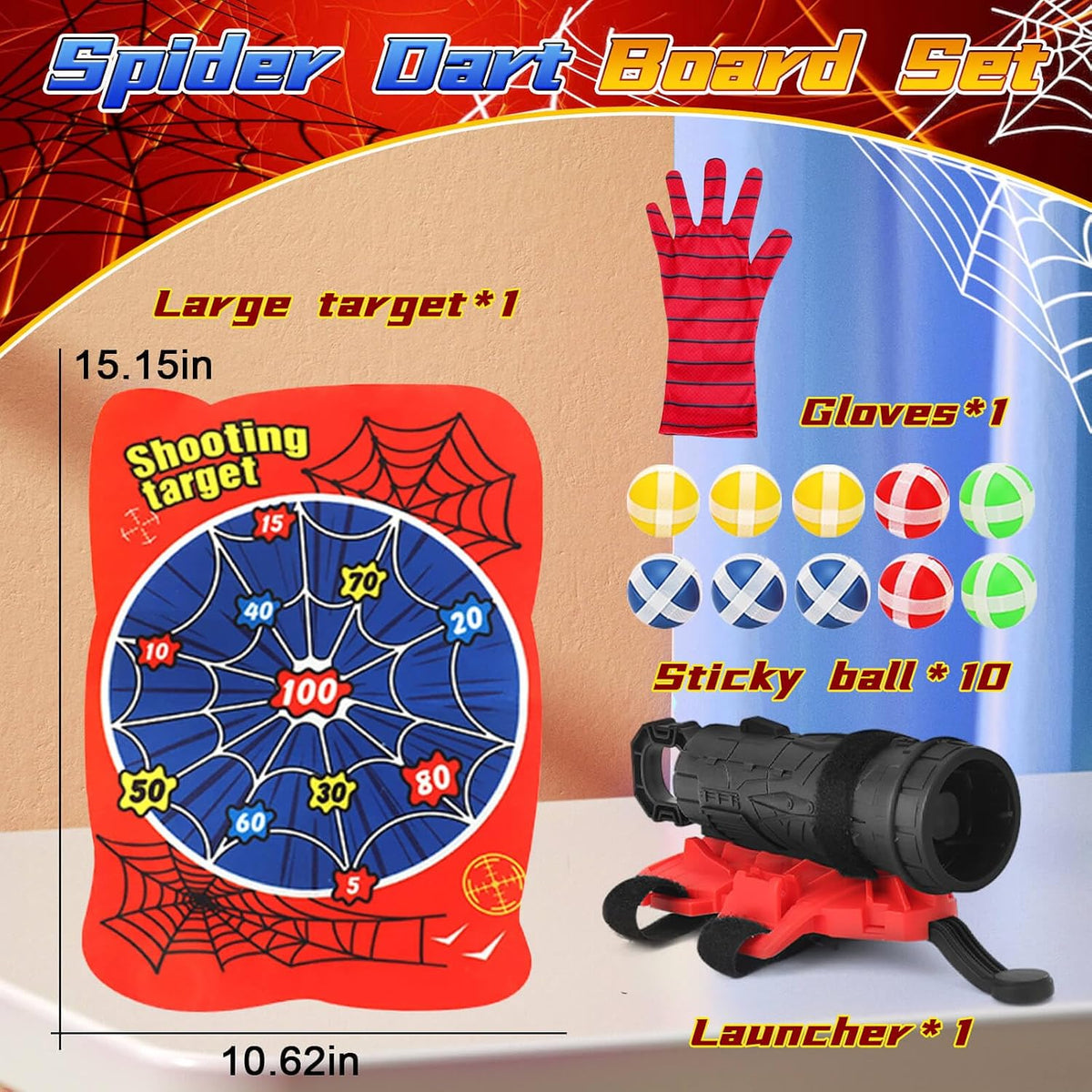 YOTOY Toys for Boys 3 4 5 6 7 8 9 10 Year Old Spider Dart Board Toy for Boy