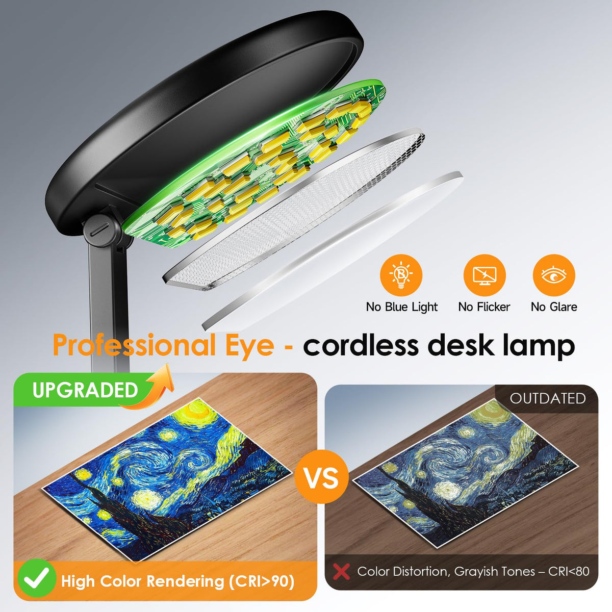One Fire Rechargeable lamp, Portable Light, Reading Light,Long Battery Life